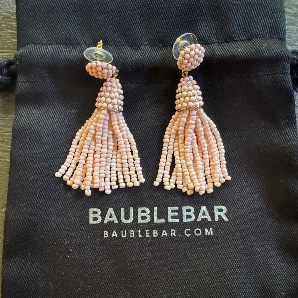 BaubleBar Peach Tassel Earrings, 2.5” drop, never worn